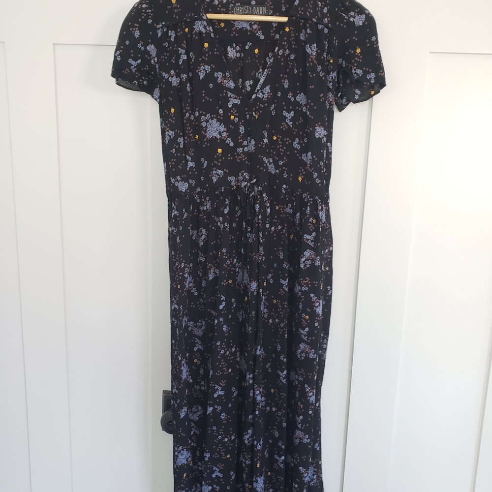 Christy Dawn Black and Purple Floral Maxi Dress